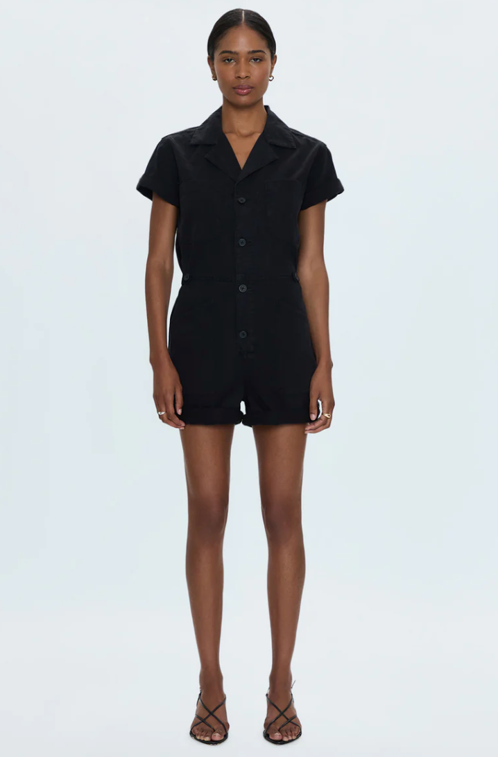 Parker Short Sleeve Romper Fade To Black