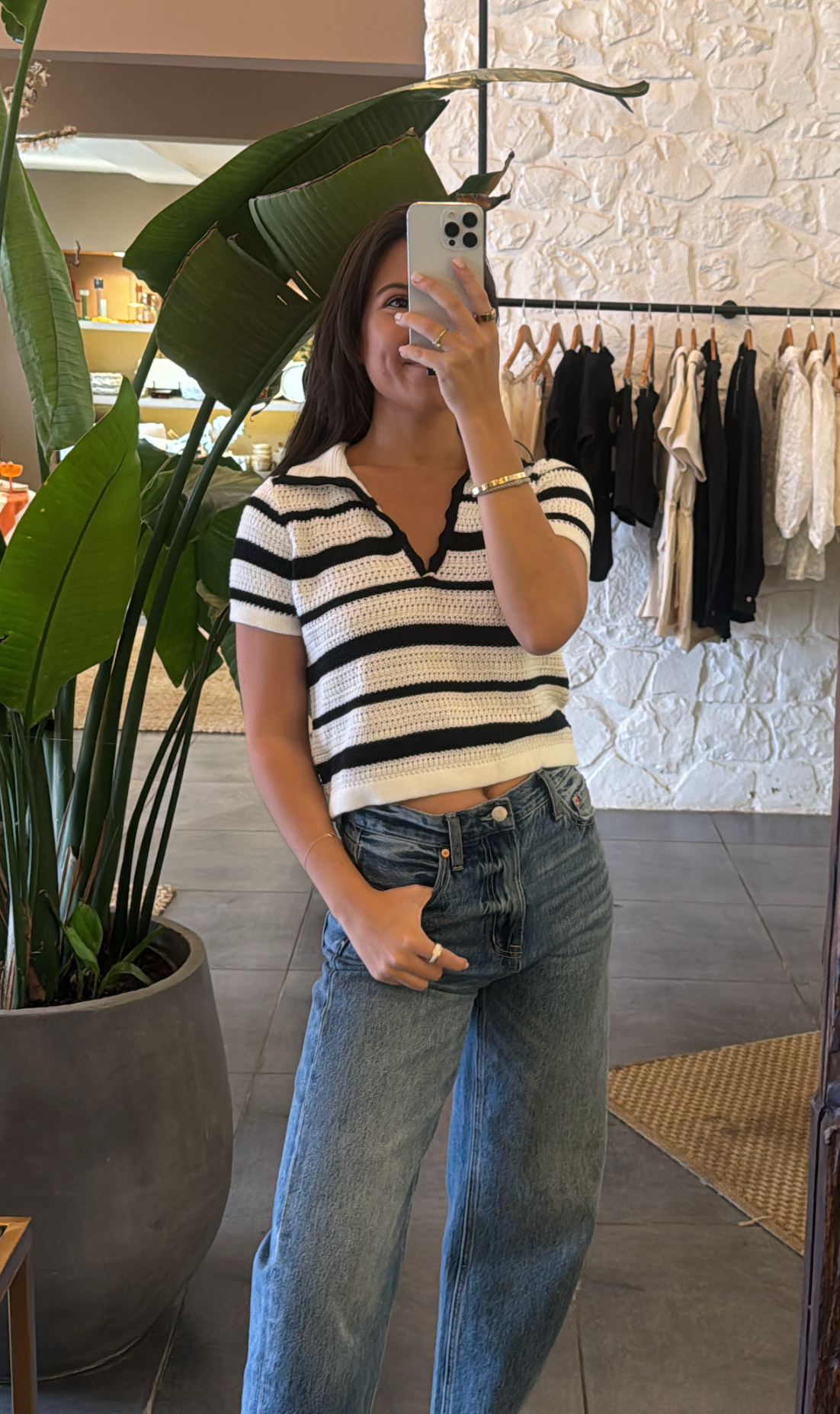Winnie Polo Top White Black