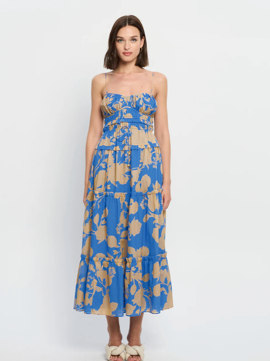 Aurora Strappy Midi Dress Patchwork