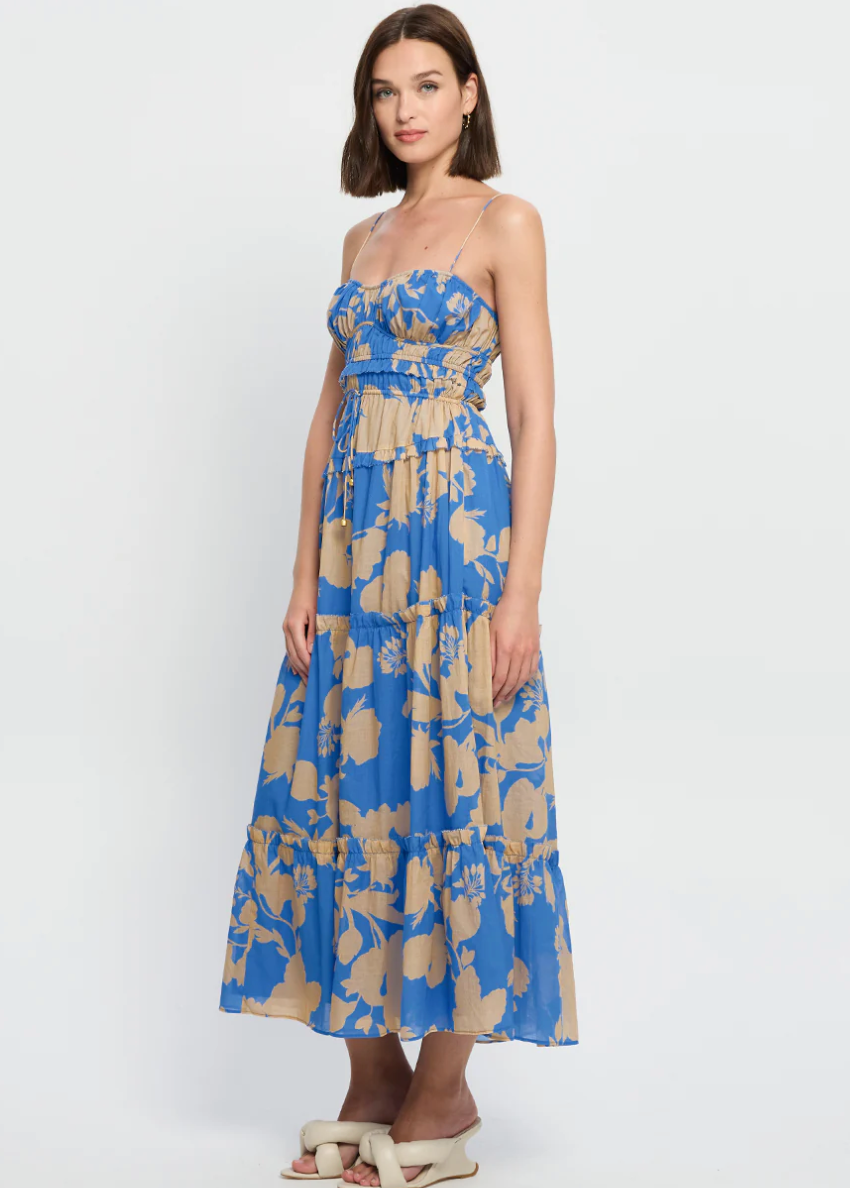 Aurora Strappy Midi Dress Patchwork