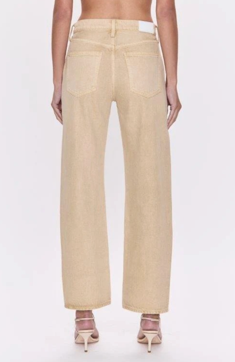 Lexi Mid Rise Bowed Straight Sand