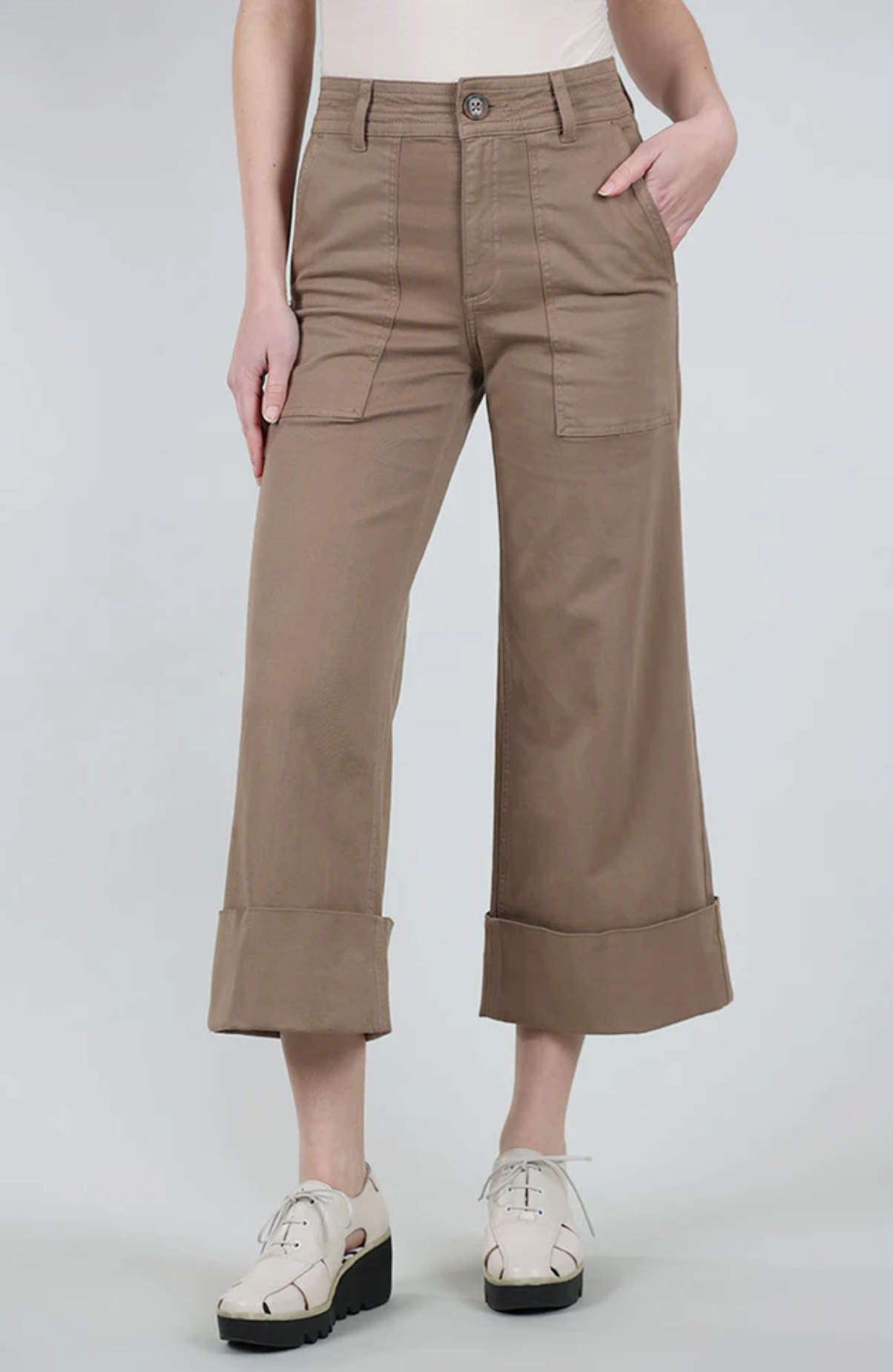 Maya Cuffed Hem Wide Leg Pant Bisct