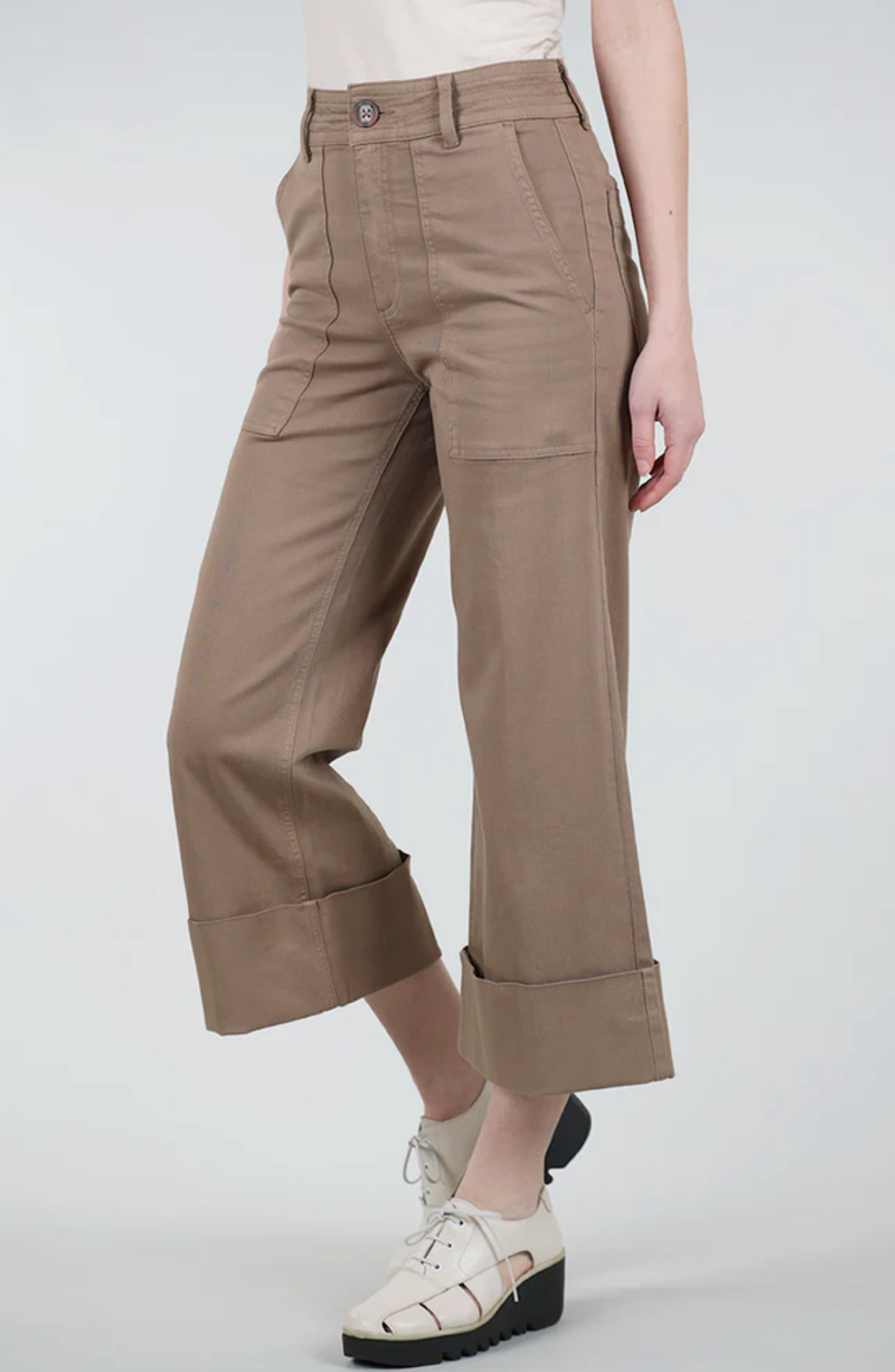 Maya Cuffed Hem Wide Leg Pant Bisct