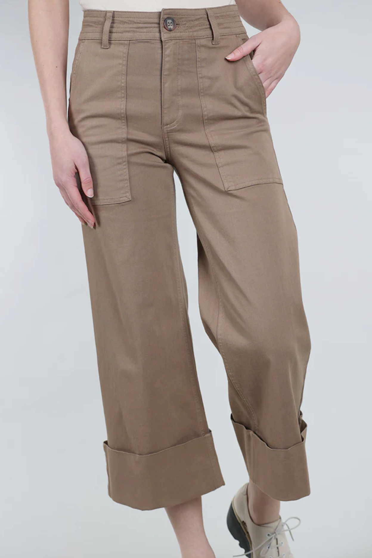 Maya Cuffed Hem Wide Leg Pant Bisct