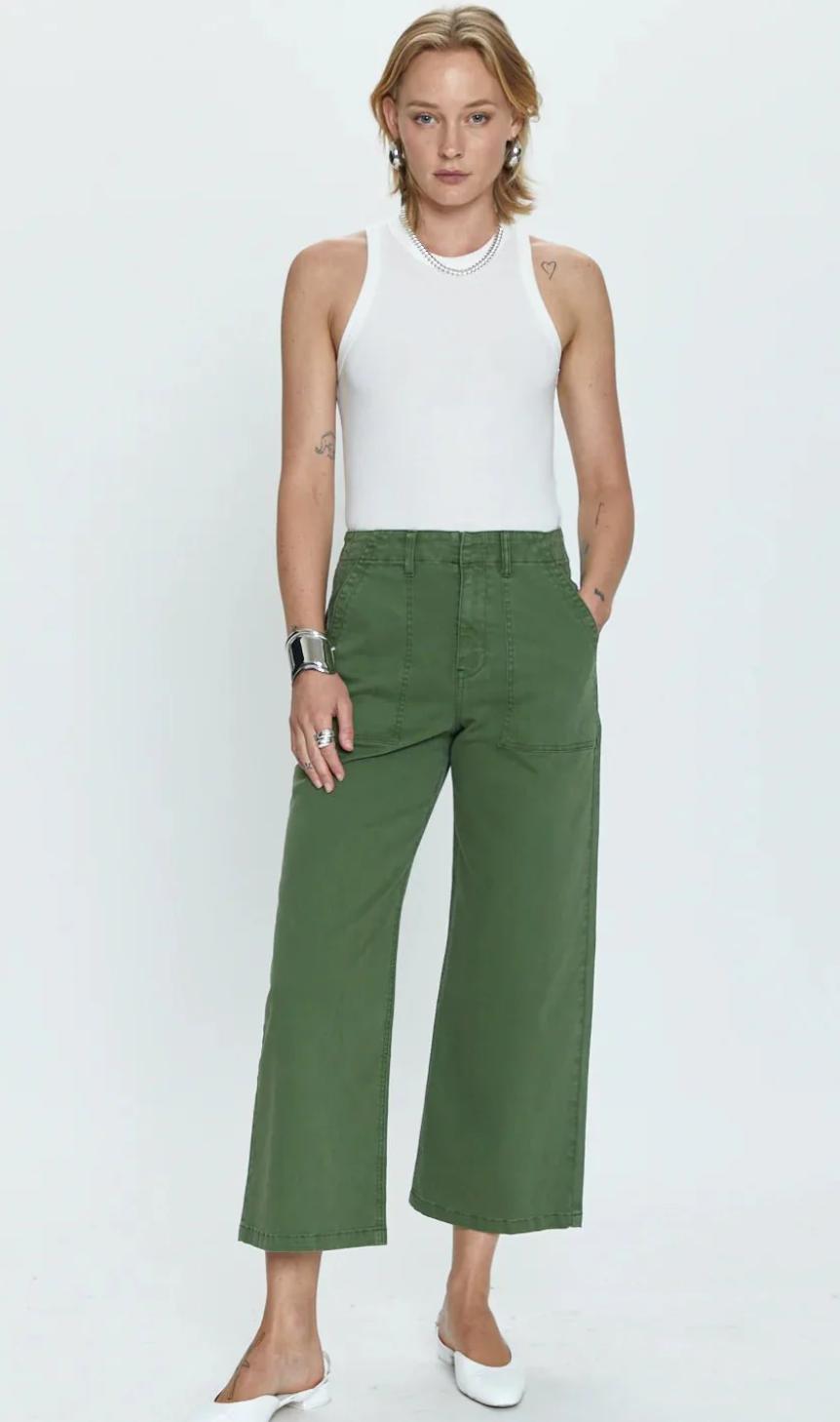 Sophia Wide Leg Utility Ankle Basil