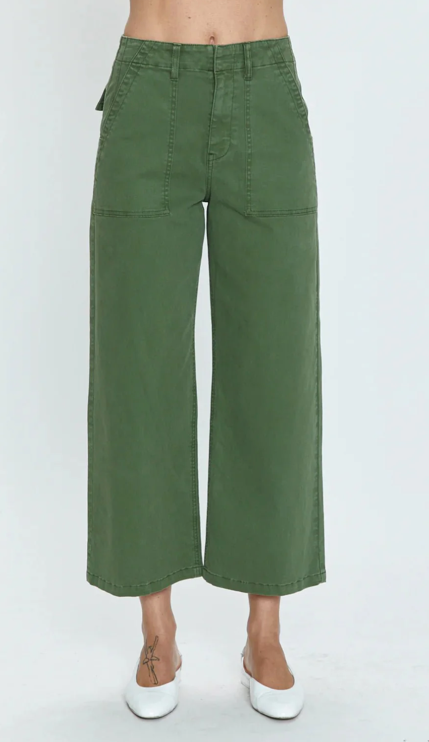 Sophia Wide Leg Utility Ankle Basil
