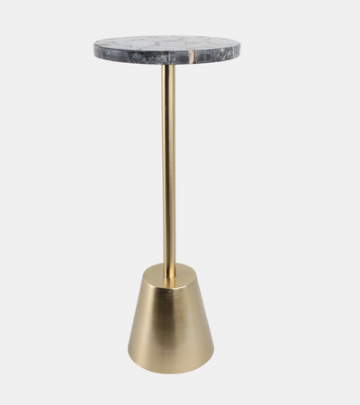 Petrified Wood Top Drink Table Black Gold