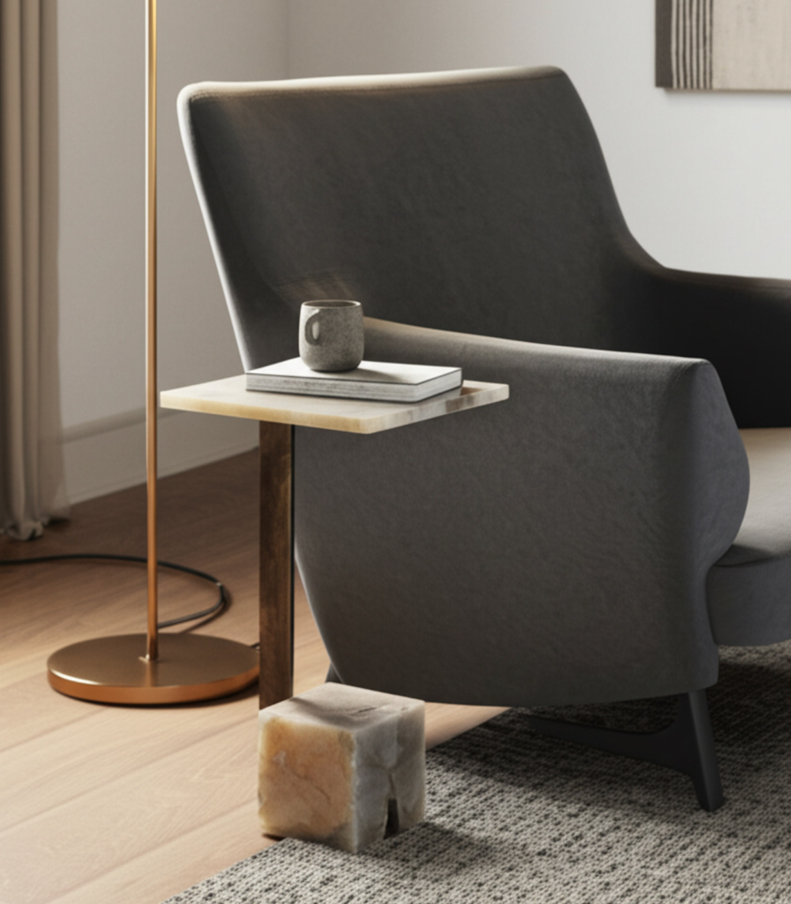 Rolla Smoky Quartz Cocktail Table L