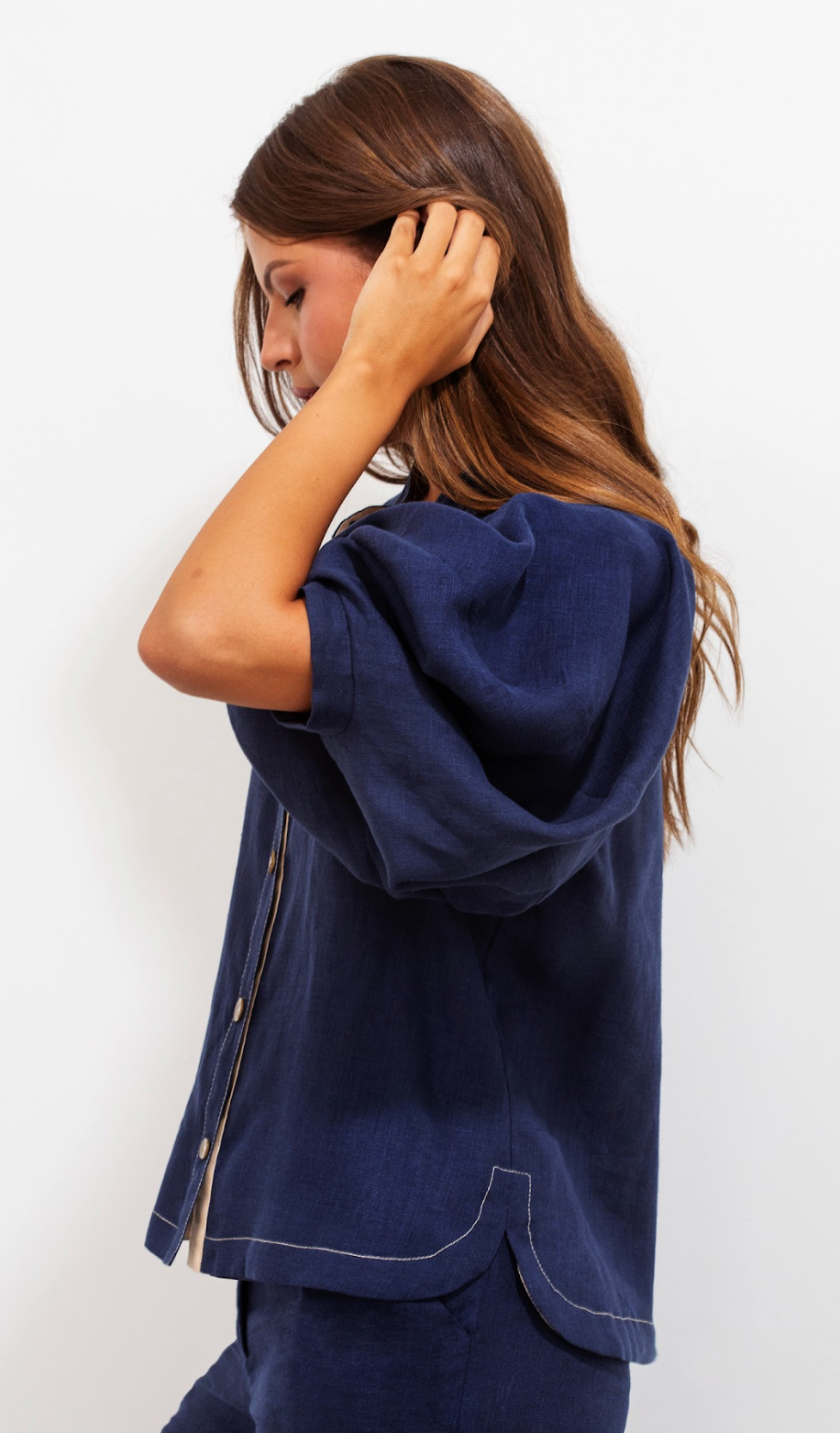 Gerald Lino Shirt Blue Beige