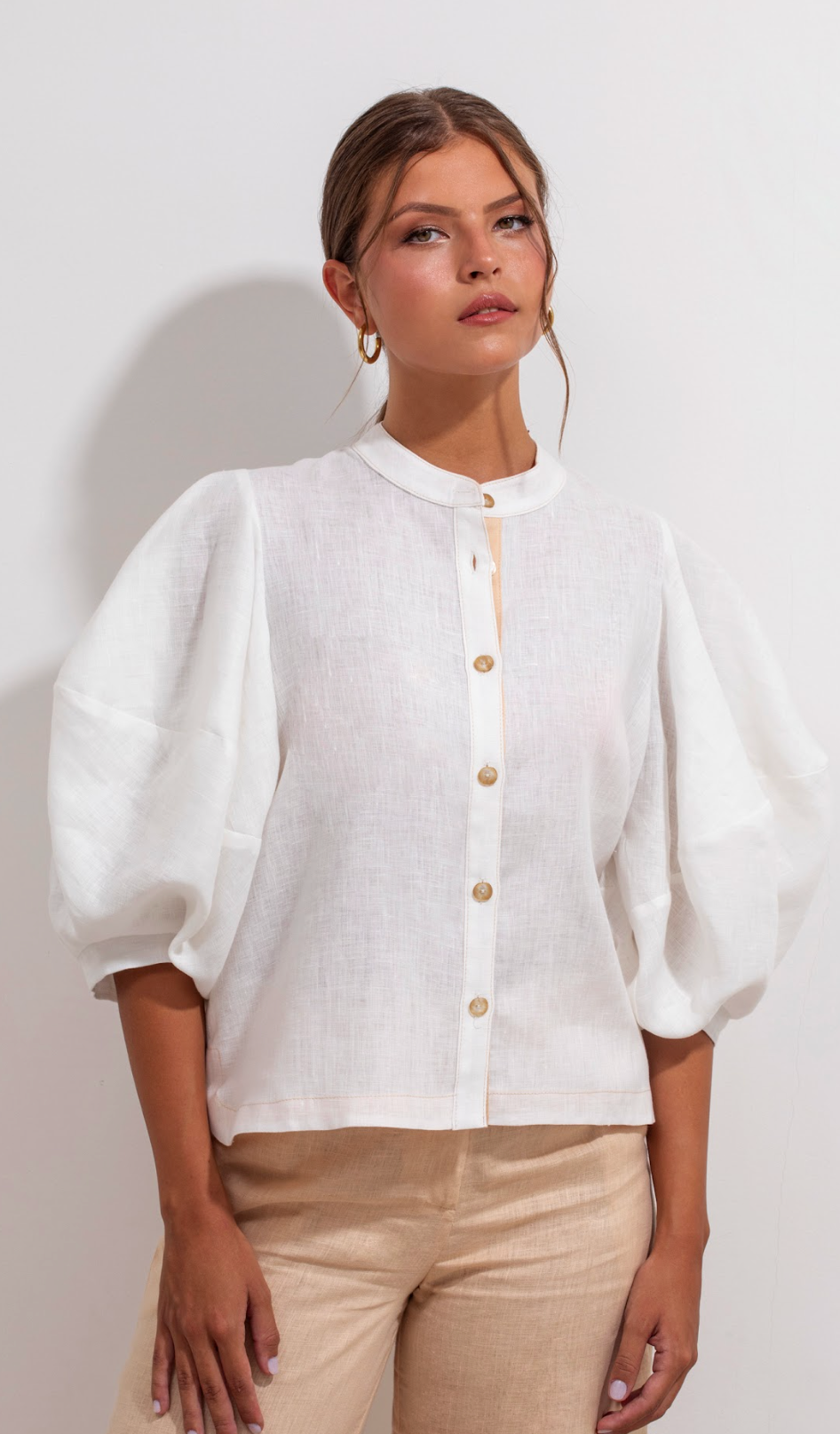 Gerald Lino Shirt Natural Beige