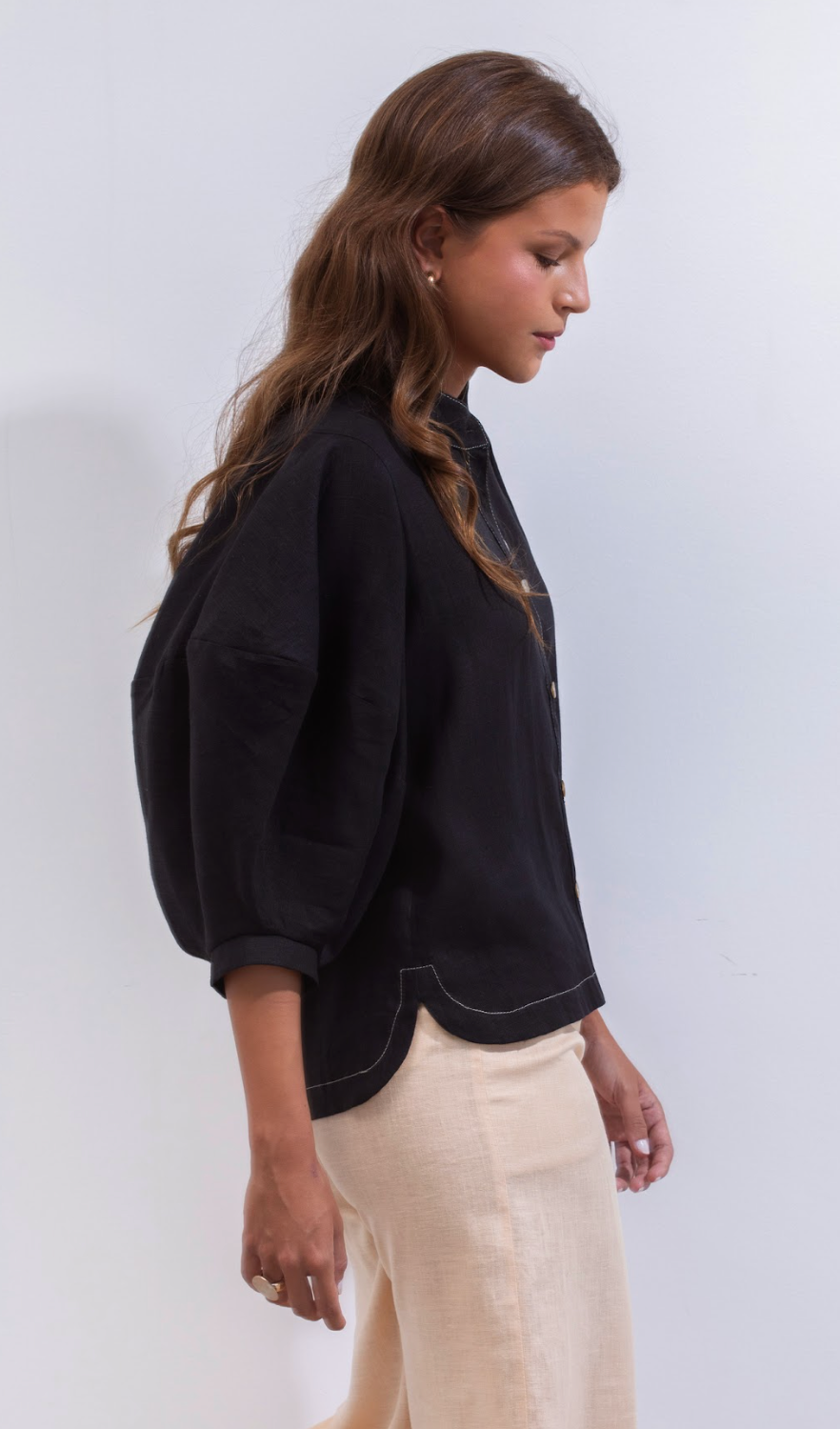 Gerald Lino Shirt Black Beige