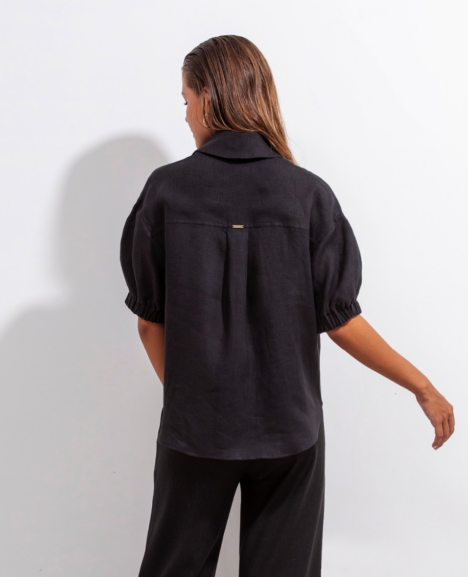 Gerald Lino Shirt Black Beige