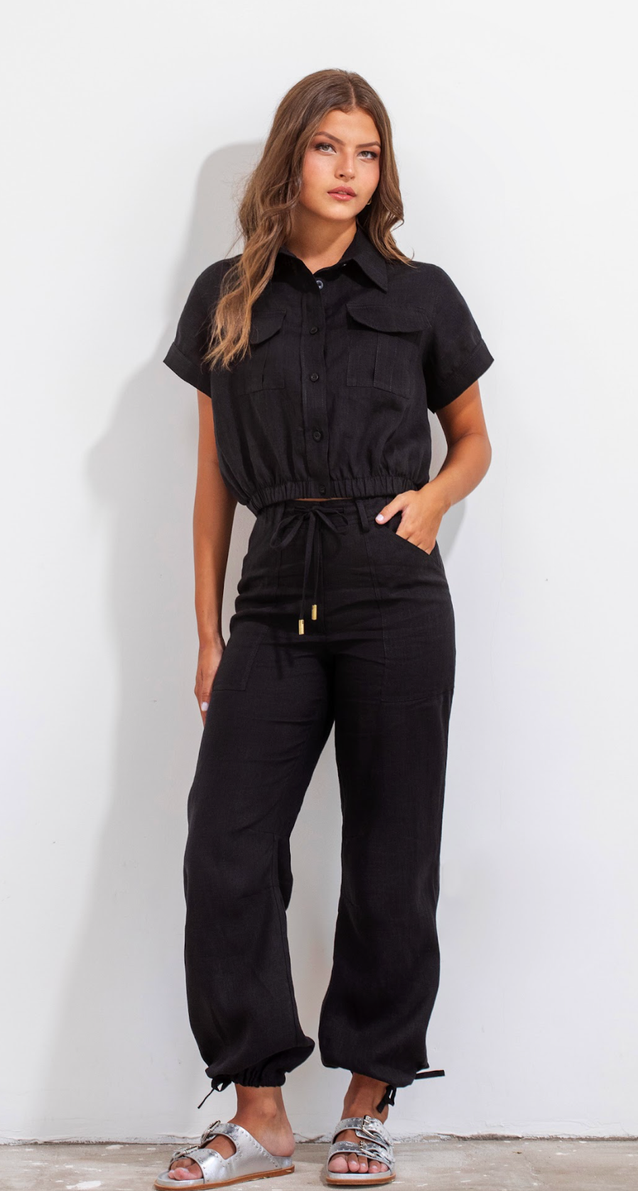 Isa Lino Pant Black
