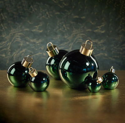 LED Metallic Glass Oversized Ornament Ball Green