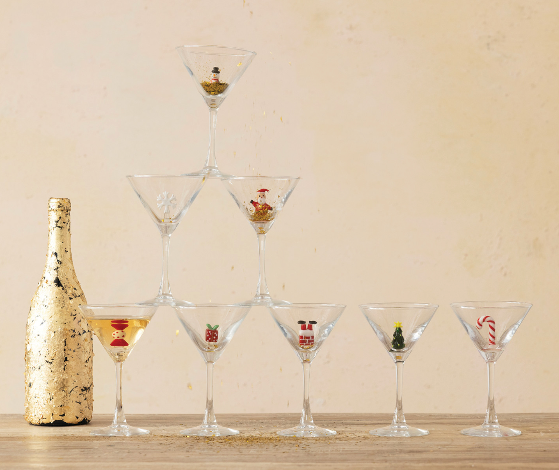 Holiday Figure Martini Glass
