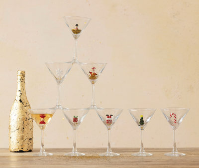 Holiday Figure Martini Glass