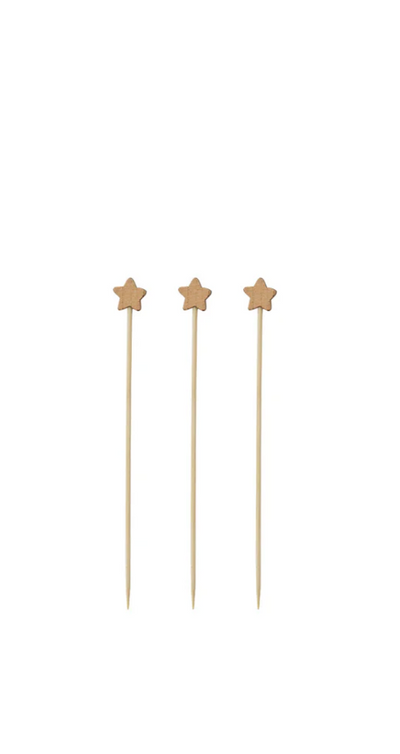 Bamboo Single Use Skewers w Star Shaped Handles