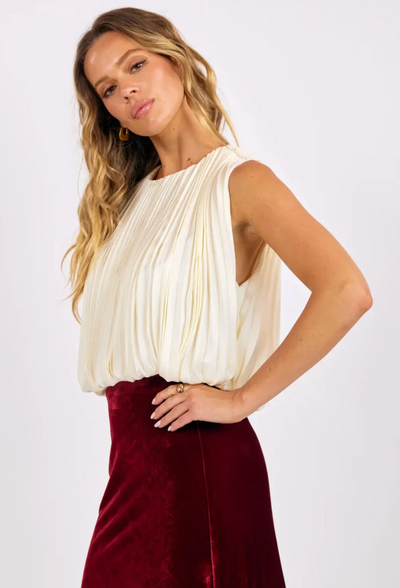 Amour Pleated Bubble Hem Top