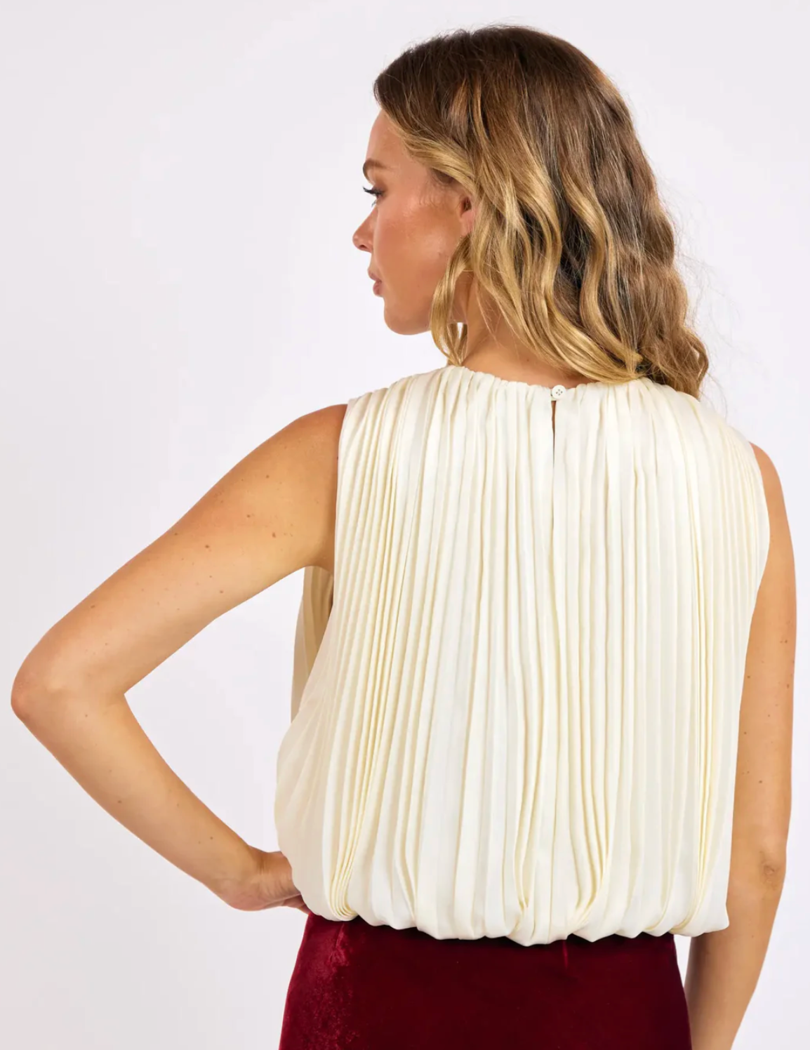 Amour Pleated Bubble Hem Top