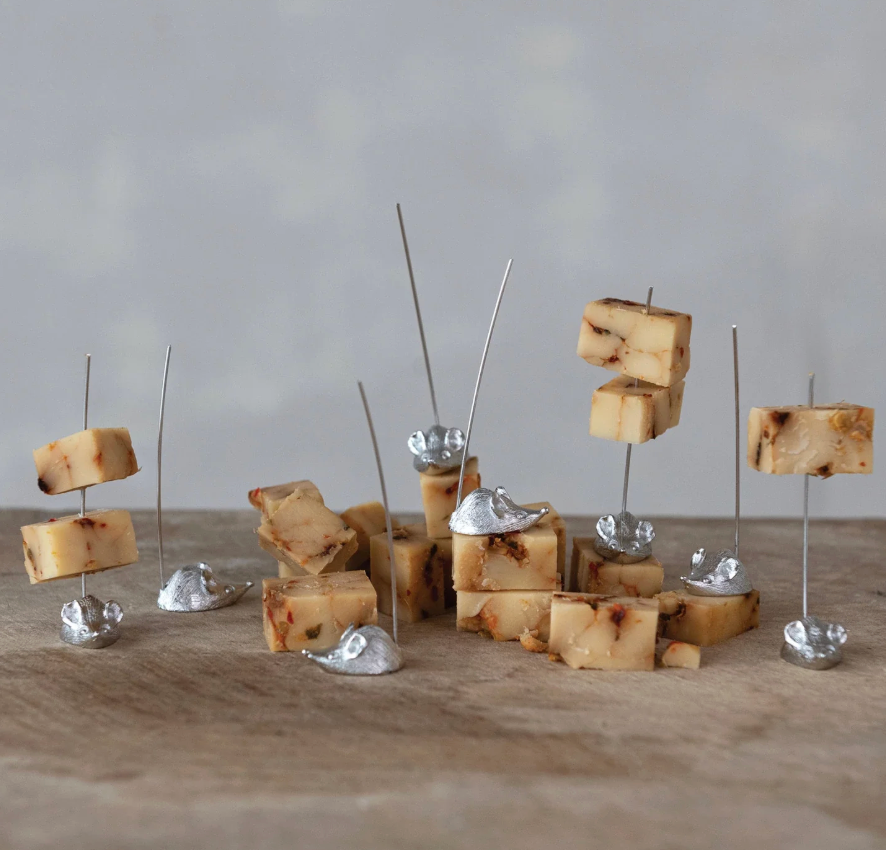 Vintage Reproduction Cheese Picks with Mouse Boxed