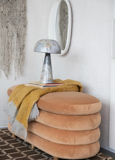 Enameled Metal Table Lamp with Inline Switch Marbled