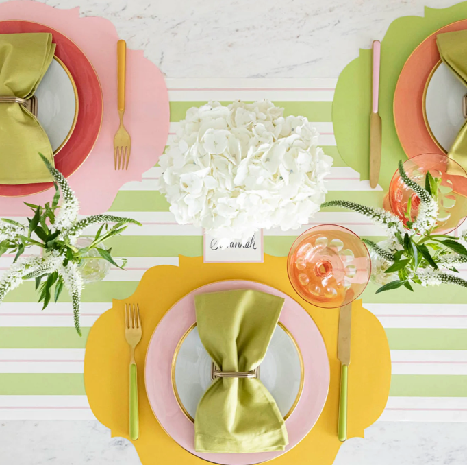 Green Pink Awning Stripe Runner