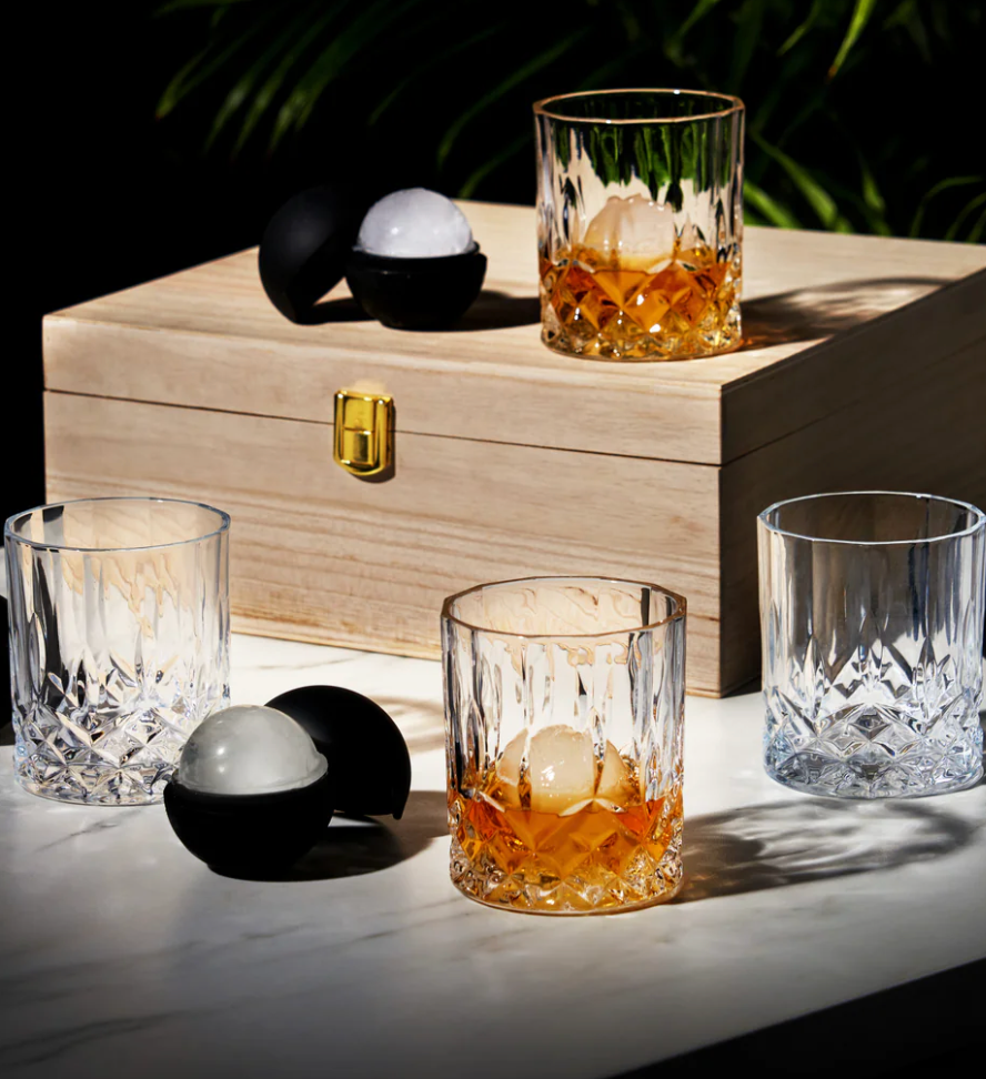 Admiral 8 Piece Crystal Tumbler Ice Sphere Box Set