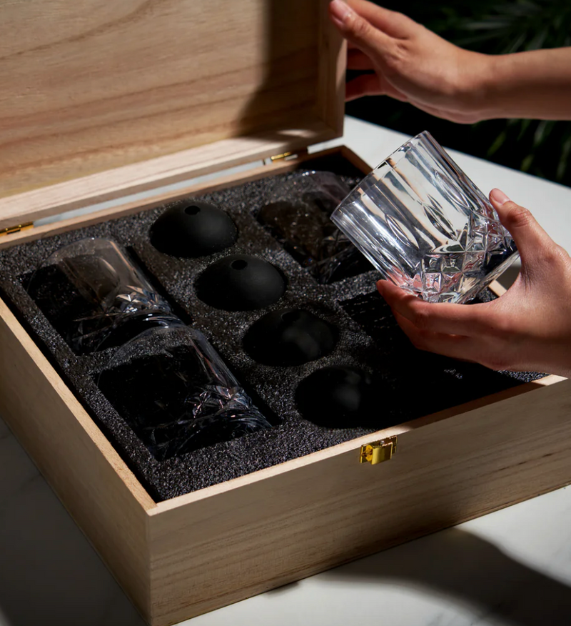 Admiral 8 Piece Crystal Tumbler Ice Sphere Box Set