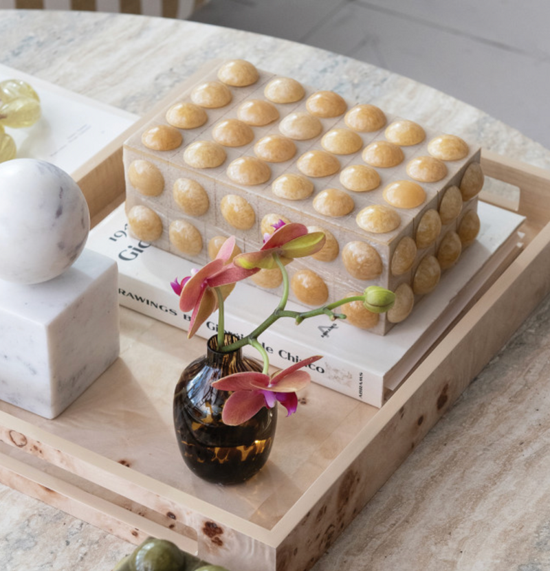 Handmade Marbled Resin Bobbin Box Cream Color