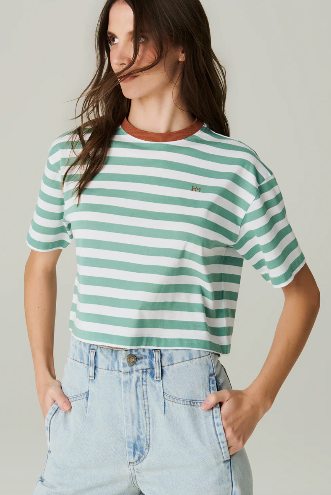 Galia Tshirt Stripe Green White