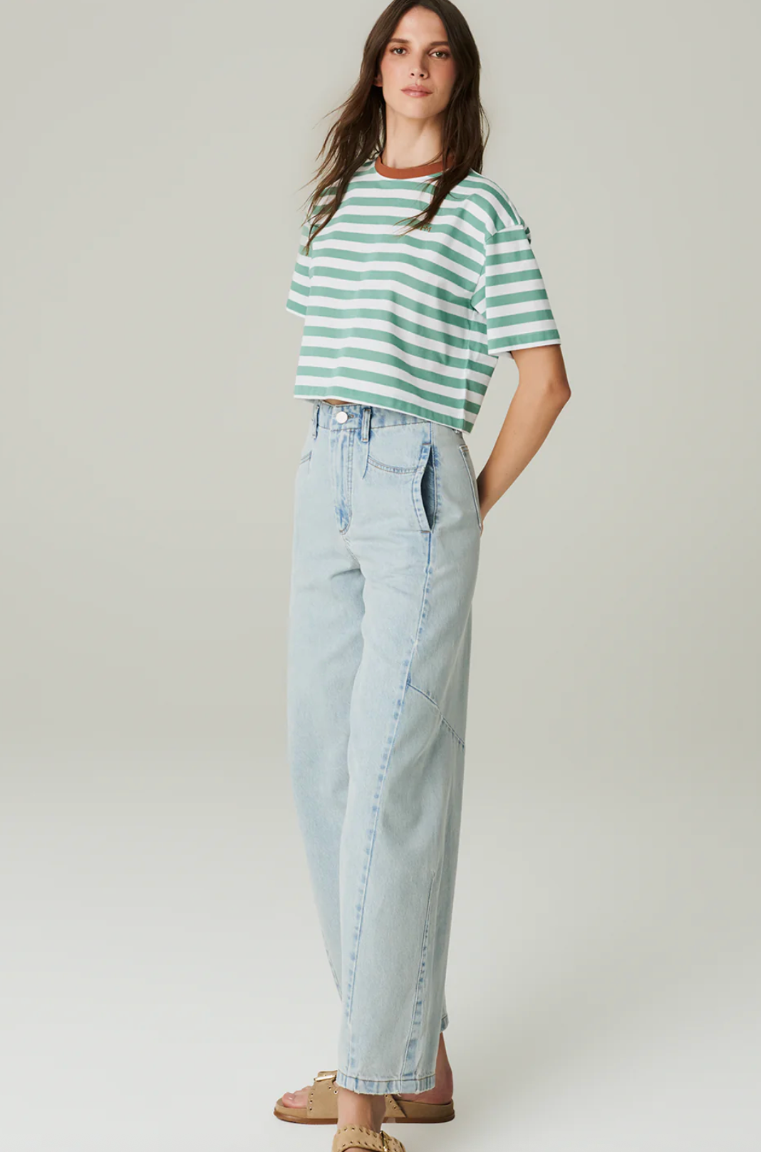 Galia Tshirt Stripe Green White