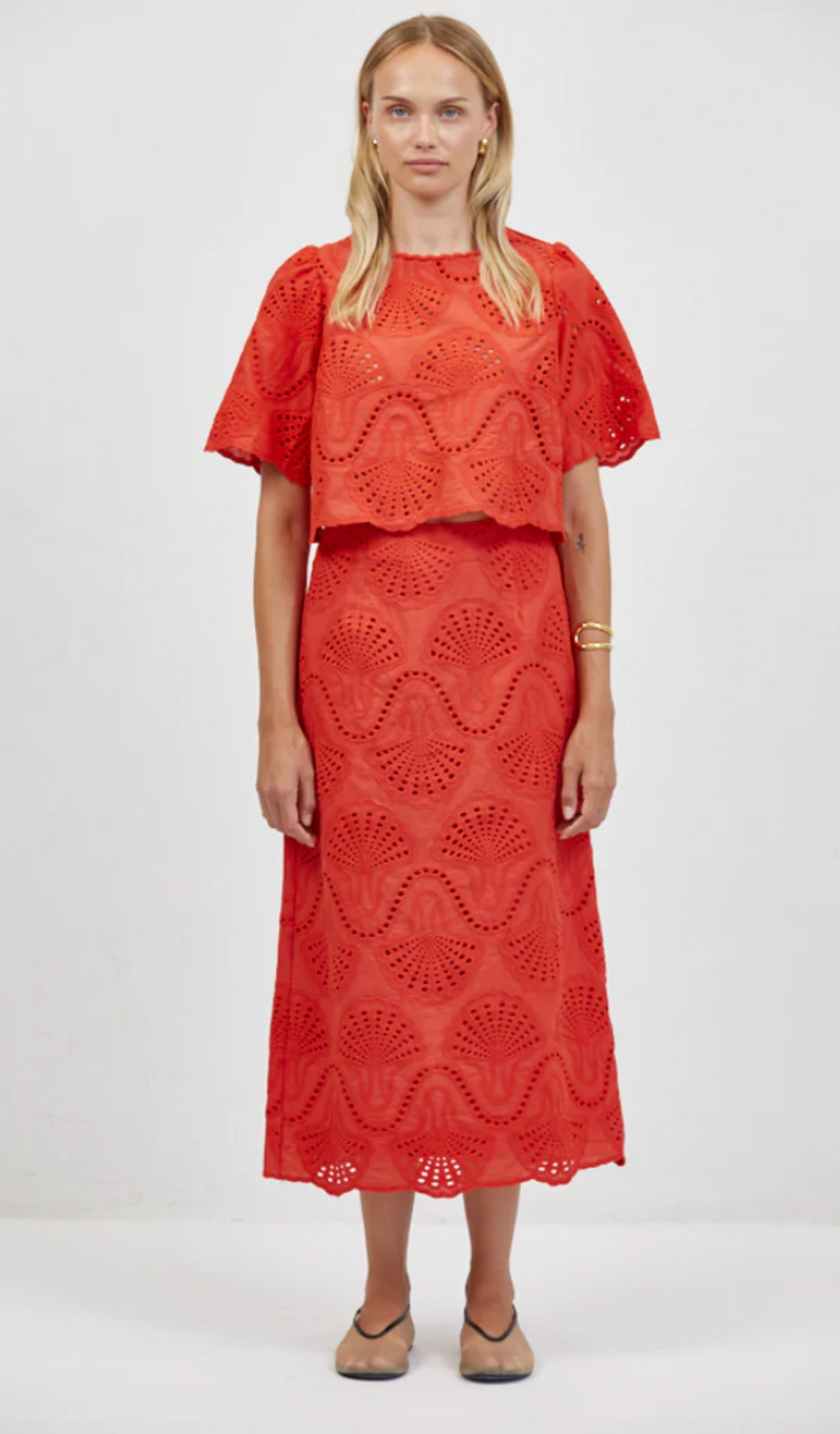 Cannes Eyelet Top Red