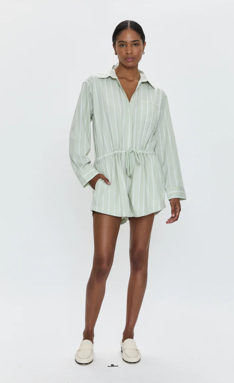 Amelie Romper Pistachio Stripe