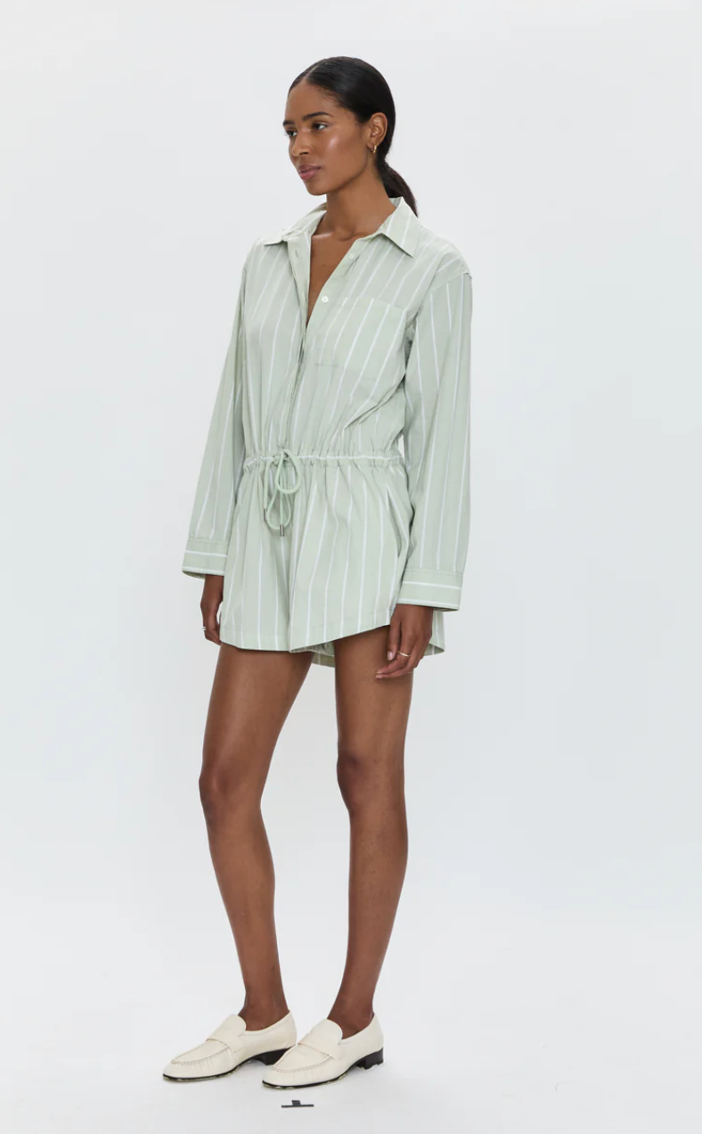 Amelie Romper Pistachio Stripe