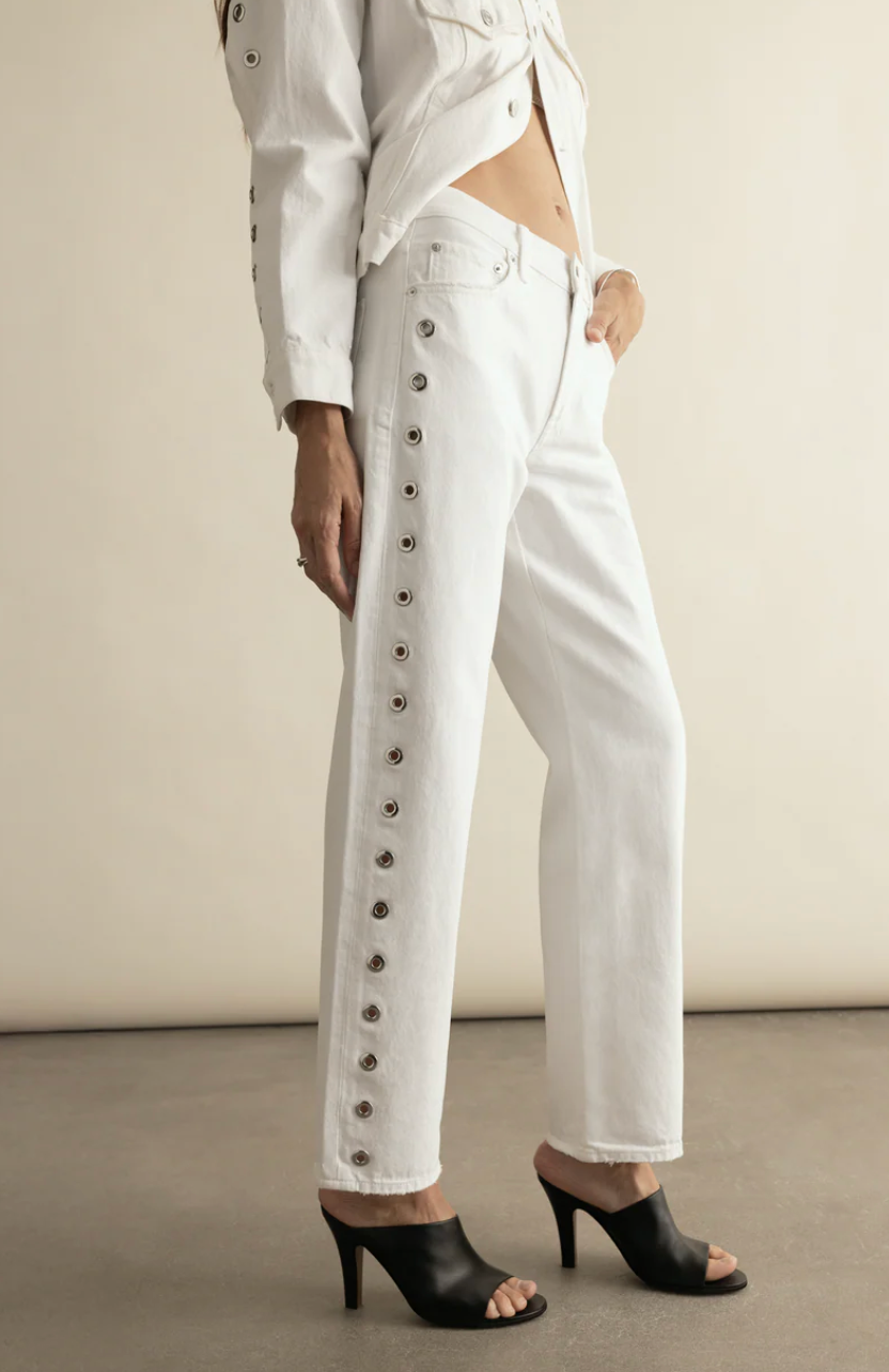 Lexi Mid Rise Bowed Straight Jean Vivid White