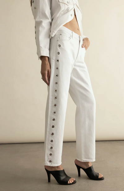 Lexi Mid Rise Bowed Straight Jean Vivid White