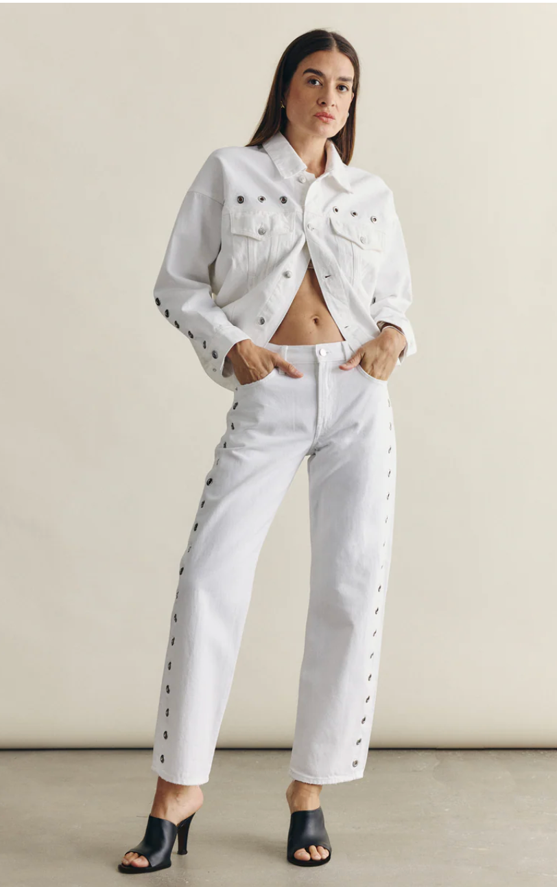 Lexi Mid Rise Bowed Straight Jean Vivid White
