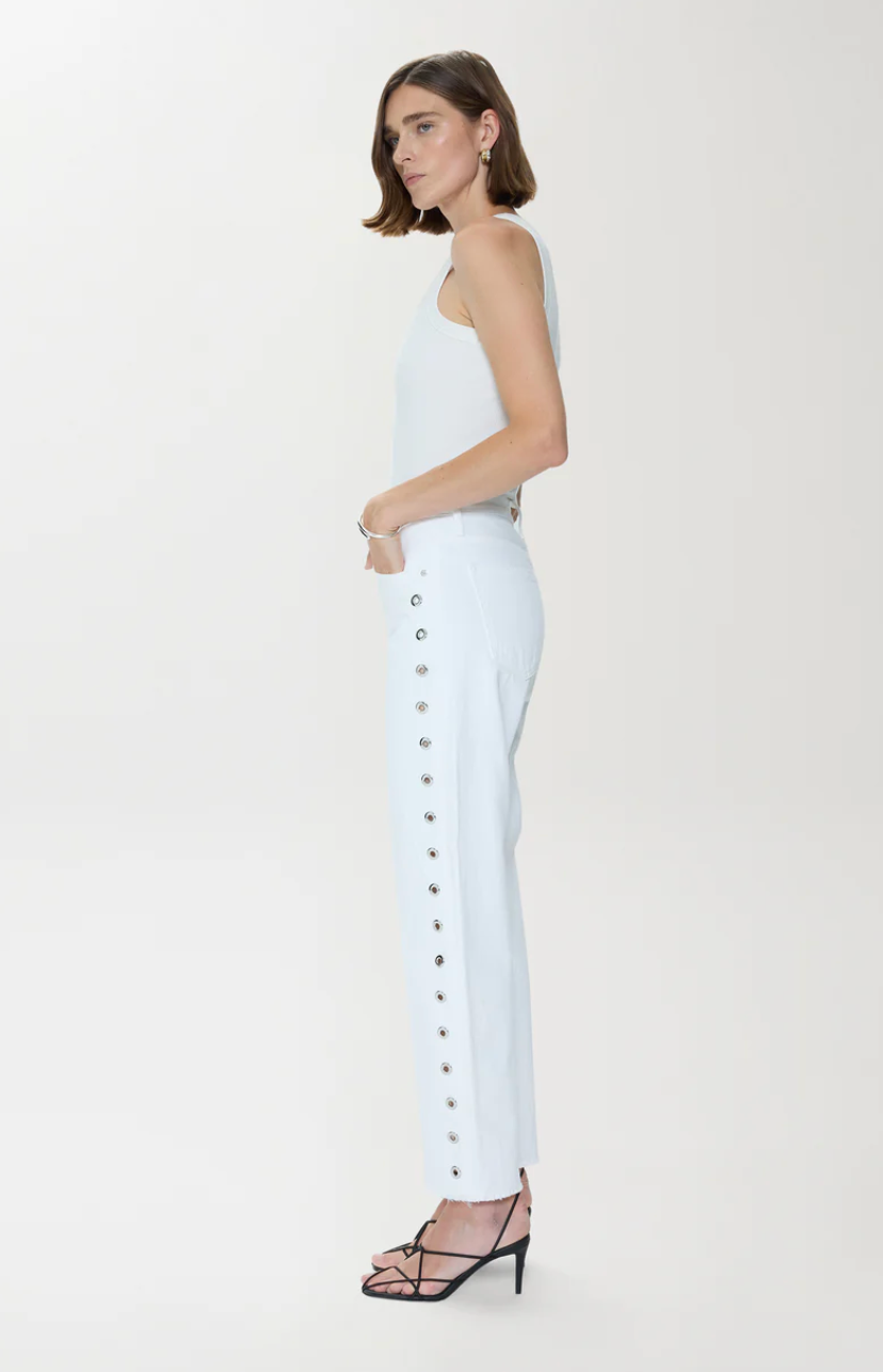 Lexi Mid Rise Bowed Straight Jean Vivid White