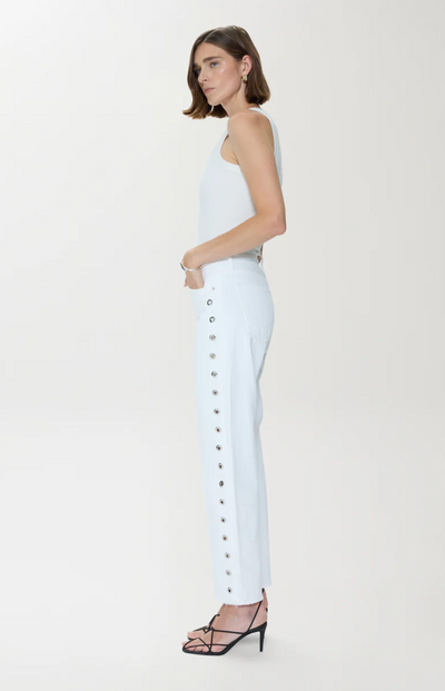 Lexi Mid Rise Bowed Straight Jean Vivid White