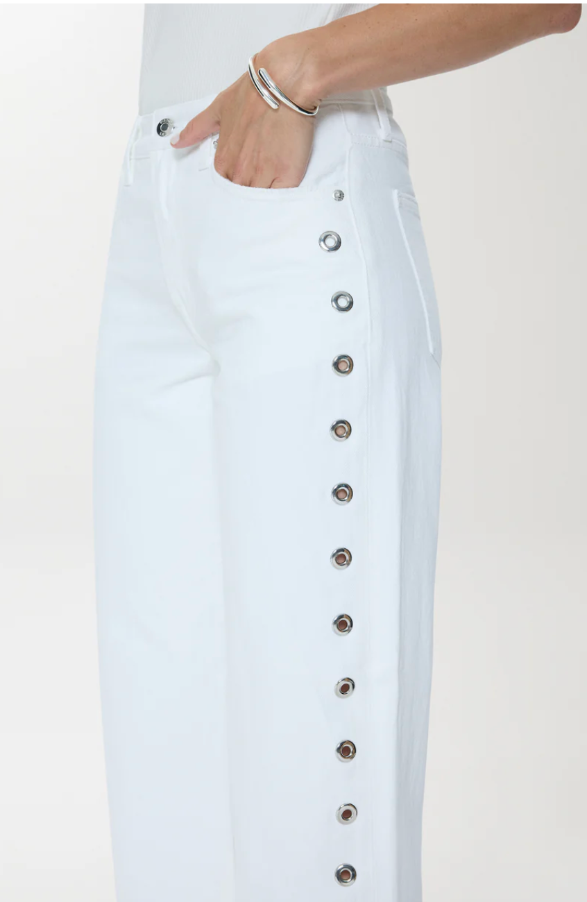 Lexi Mid Rise Bowed Straight Jean Vivid White