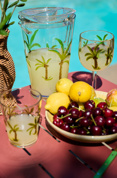 Acrylic Pitcher w Palm Trees