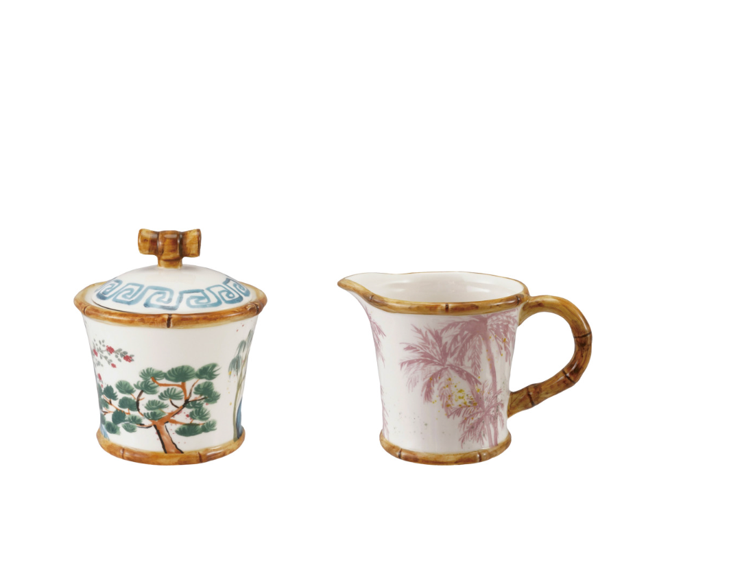 Sugar Pot & Cream Bamboo