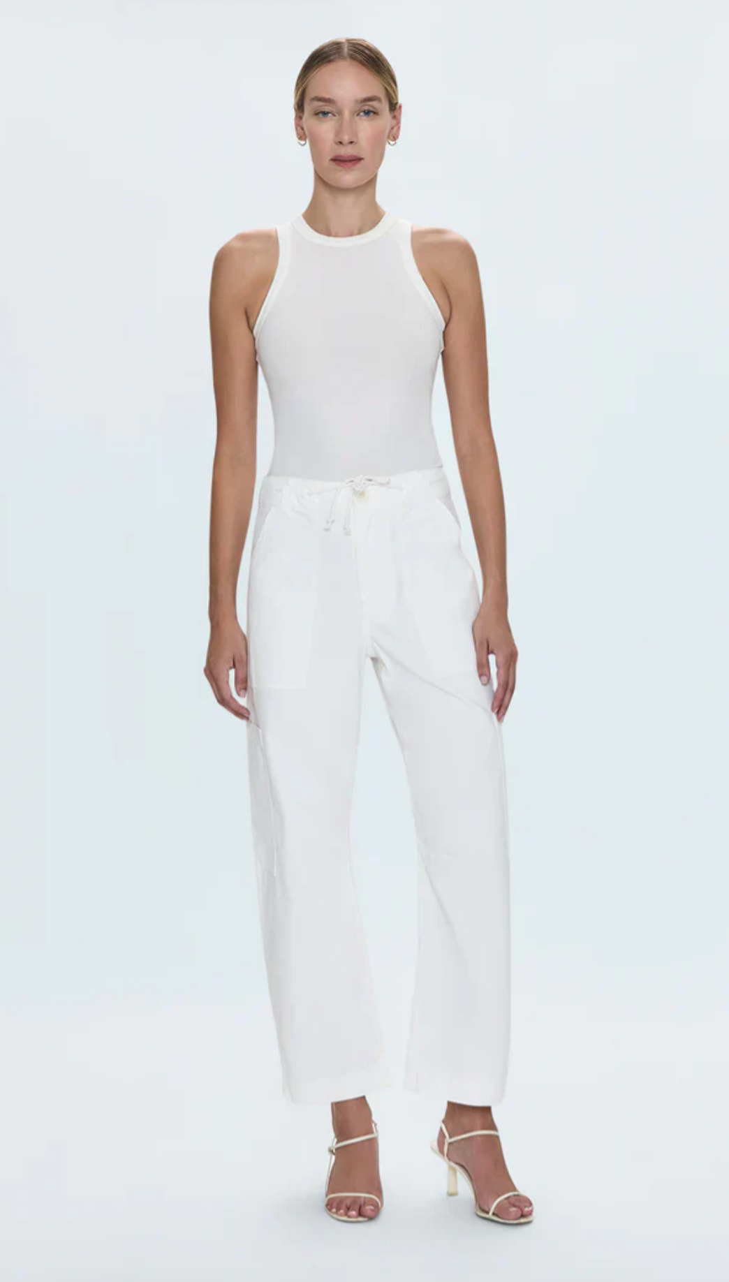 Sabrina Curved Utility Pant White