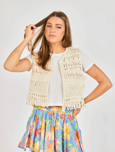 Matilda Crochet Vest Natural