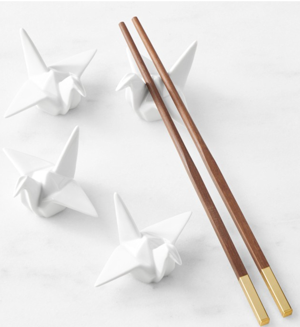 Origami Crane Porcelain Chopsticks Rest White