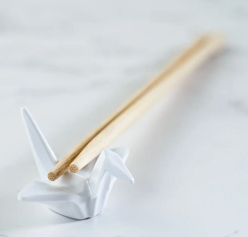 Origami Crane Porcelain Chopsticks Rest White