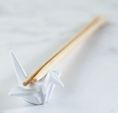Origami Crane Porcelain Chopsticks Rest White