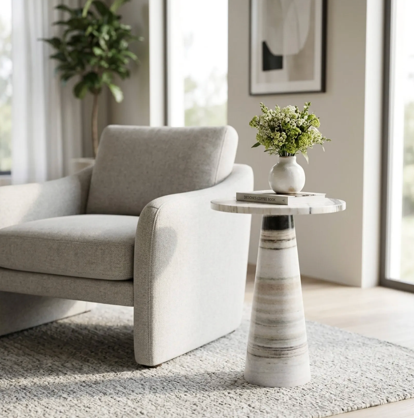 Panda Stone Marble Accent Table Multi