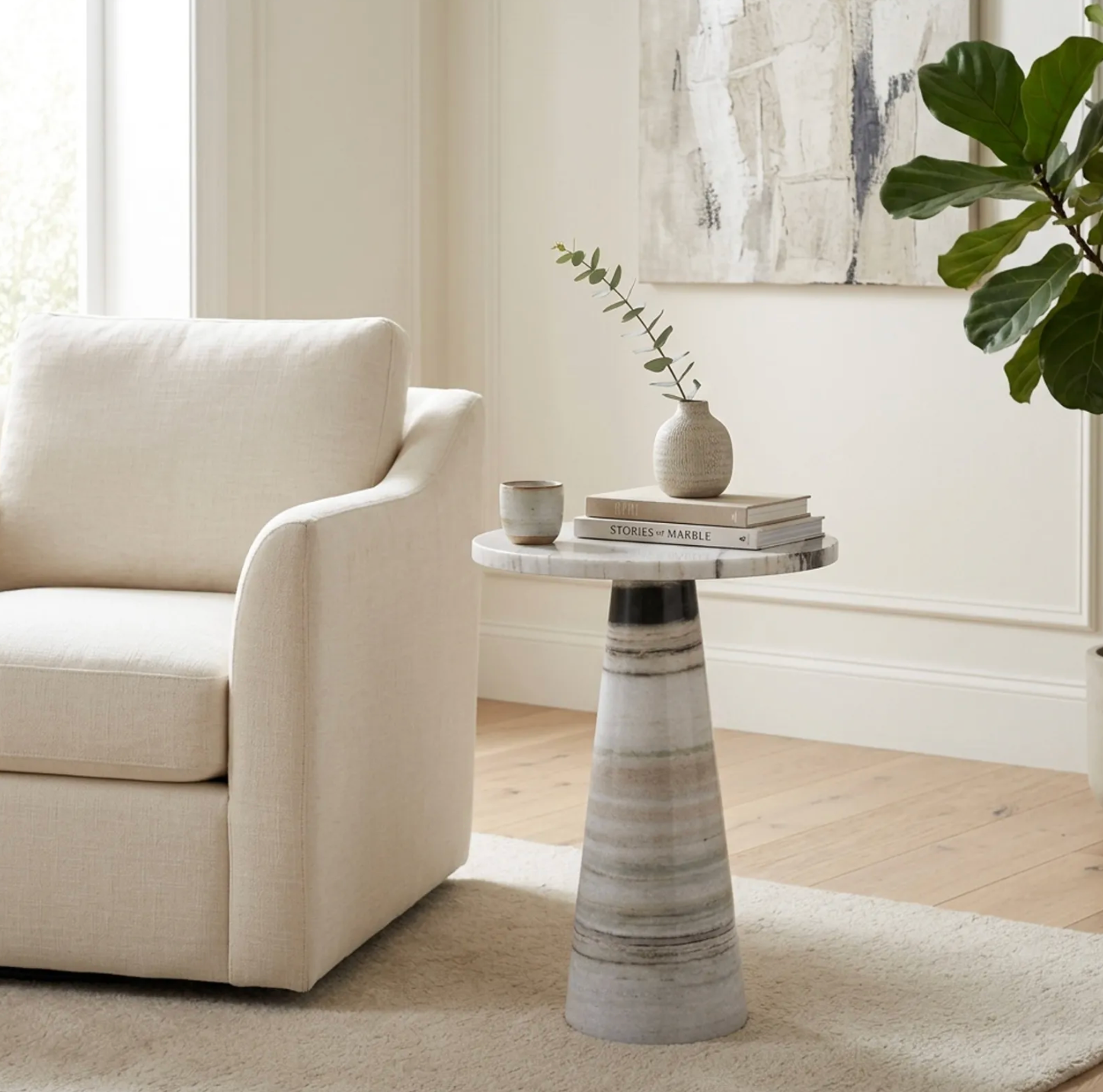Panda Stone Marble Accent Table Multi