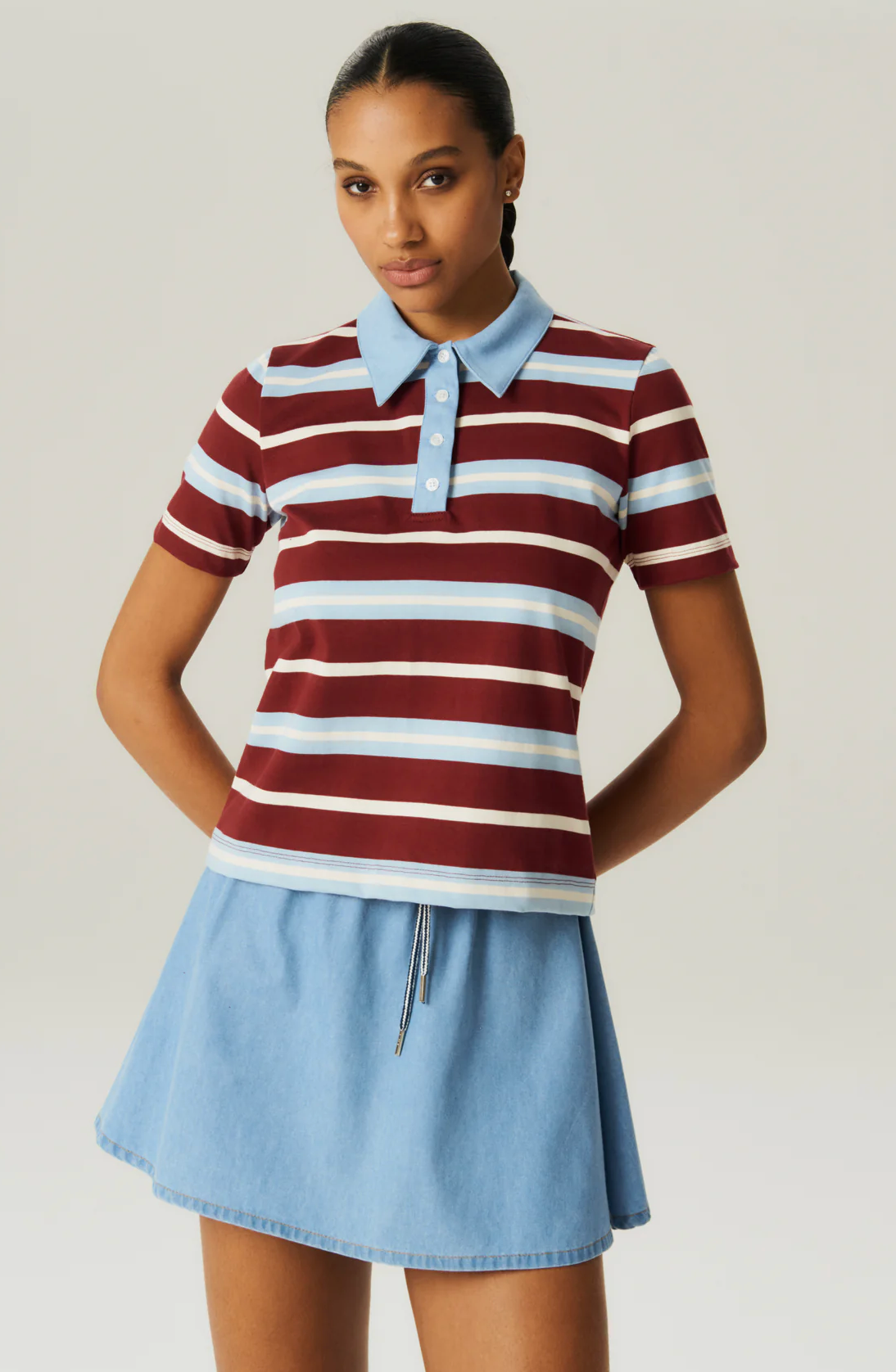 Gina Tshirt Stripe Vino Sky Blue
